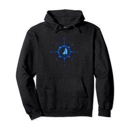 Sailing Compass Rose Sailboat Pullover Hoodie