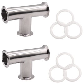 DERNORD 2 Pack Clamp Tee 3 Way Stainless Steel 304 with 6 Silicone Gaskets Fits 2" Tri Clamp, 51mm Pipe OD Sanitary Fittings (2 inch)
