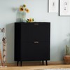 QIVOMIX Shoe Cabinet Storage,Modern Freestanding Organizer with 2 Flip Drawers,Narrow