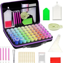 CLOUDSEA 30/60/120 Slots Storage Container for Diamond Art Kits for Adults,Portable Bead Storage Boxes for Diamond Painting Accessories and Tools:_120 round bottle with tool set