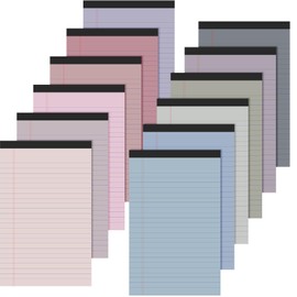Lincia 12 Pcs 5" x 8" Colored Note Pads Mini Legal Pads Ruled 50 Sheets Per Micro Writing Pads Perforated and Lined for College Office Supplies (Dreamy Colors)