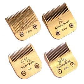 Professional Detachable Replacement Ceramic Blades Set,Cut Length,Compatible with Andis AGC,BDC,BGC,MBG Series/Oster Classic 76/Star-Teq/Power-Teq/A5 Clipper (1.2MM-9.5MM 4PACK) Golden