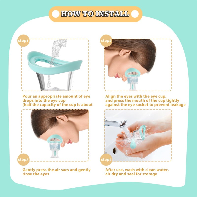 Eye Wash Cup Portable Eye Care Cleaner Kit Silicon Manual