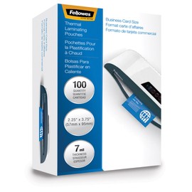 Fellowes Glossy Pouches - Business Card, 7 mil, 100 pack