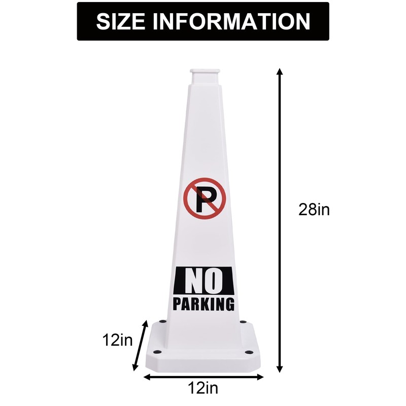 OrangeStar 3-Pack 28" No Parking Cones, Large 4-Sided Traffic Cones