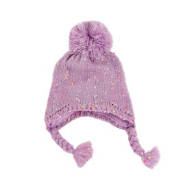 Girls Purple Winter Hat Set with Chunky Knit Infinity Scarf (Small Child 4-6 Y)