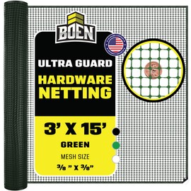 BOEN Plastic Mesh Hardware Netting 3' x 15' Green, Tree Guard Barrier from Rabbits, Deer and Rodents, Deck Guard, Indoor or Outdoor Balcony Safety Net for pet or Child