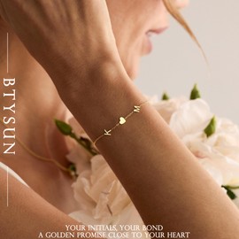 Btysun Daughter In-Law Gifts - Gold Bracelets for Women with Initial Bracelet Best Friend Christmas Gifts Ideas Letter F&U Link Bracelets Birthday Anniversary Christmas Jewelry for Wife Aunt Niece