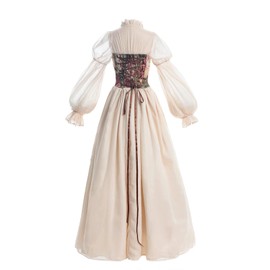 LTAKK Renaissance Dress Women Victorian Costume Ren Fair Medieval Dresses with Floral Corset, Beige, Medium