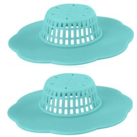 2Pcs Blue Hair Catcher Silicone Hair Stopper Shower Drain Covers Easy to Install and Clean Suit for Bathroom Bathtub and Kitchen Bathroom Sink and Bathtub Accessories