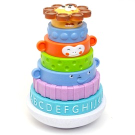 Boley Roo Crew: Stacking Rings - 8 Pieces, Baby & Toddler Sensory Toy, Animal, Colors & ABC Developmental Educational Activity Toy, Preschool Ages 2+
