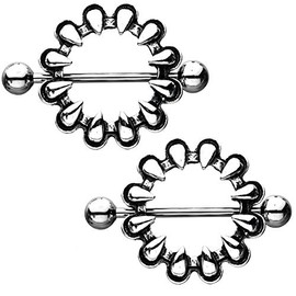Pierced Owl Dragon Claw Stainless Steel Nipple Shields, Sold as a Pair