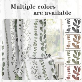 MEETSKY Sage Green Blackout Curtains 84 Inches Long 2 Panels Boho Curtains for Living Room Thermal Insulated Privacy Protection Rod Pocket Drapes for Bedroom, Leaf Print Window Treatment, 50" Wide