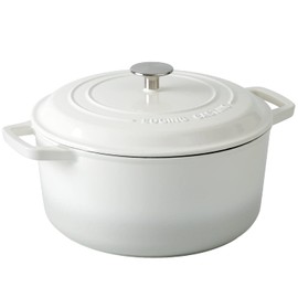 EDGING CASTING Enameled Cast Iron Dutch Oven Pot With Lid, Dutch Oven for Sourdough Bread Baking Round Pot Dule Handle, 6 Quart, White