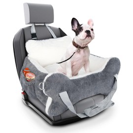 25.5"x24.3"x11" Dog Car Seat for Small Dogs & Cats, Dog Booster Car Seat with Plush Cushion, Non-Slip Bottom & Safety Leash, Cats Bed with Side Pocket for Sedan, SUV and Truck, Washable