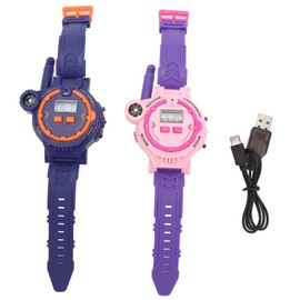 2PCS Kids Walkie Talkie Interphone Watch Rechargeable Parent Child Two Way Talk Watch Toy with Flashlight for Outdoor Game Dark Blue and Pink