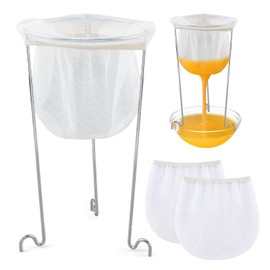 Jelly Strainer Stand with 3 Reusable Strainer Bags, Food Filter Bag Jelly Bags, Stainless Steel Strainer Stand, Mesh Filter Bags for Straining Juice Yogurt Cheese Broth Nut Milk
