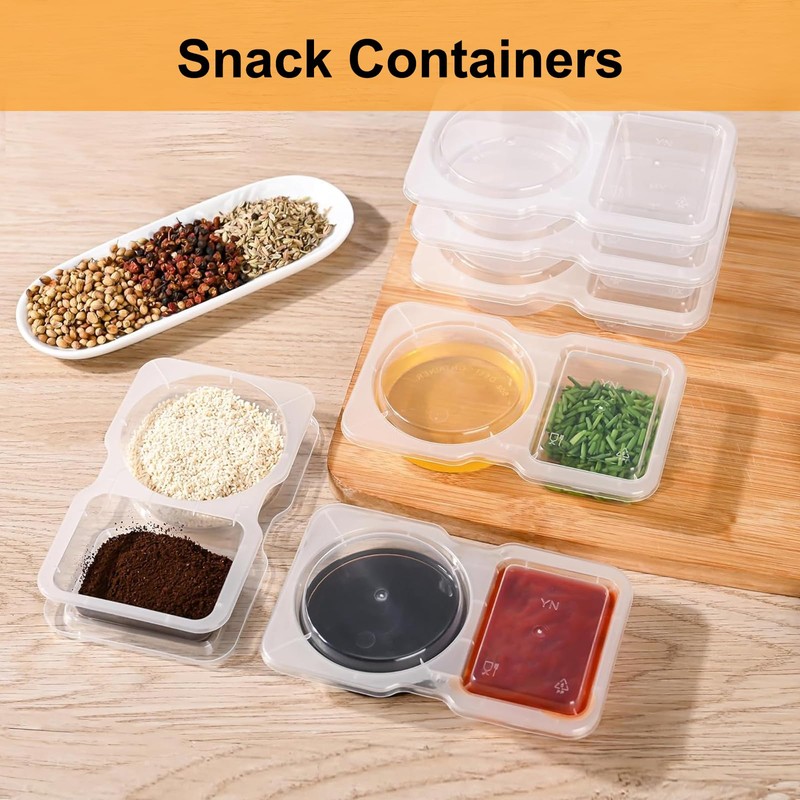 10Pcs Reusable Snack Pack Containers,Reusable Snack Pots with Lids, Double