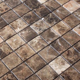 Pattern of Mosaic Tiles Marble Emprador Brown