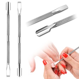 HOFASON 2 PCS Cuticle Remover Pusher- Dual Sided Spoon Nail Cleaner for Manicurist Women Manicure Nail Tools, Nail Pusher Cuticle Tool, Nail Scraper Cuticle Care Kit for Fingernails Toenails (Silver)