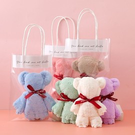Gift bear towel microfiber hand towel return gift birthday party Bear towel small/non-earthquake pink 50ea