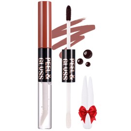 Jutqut Peel Off Lip Stain & Gloss oil, Dual-Ended Lip Liner Tint with Tweezer, Long Lasting, Waterproof, Transfer-Proof, Matte & Glossy Finish, Highly Pigmented Lip Stain Tattoo, 07