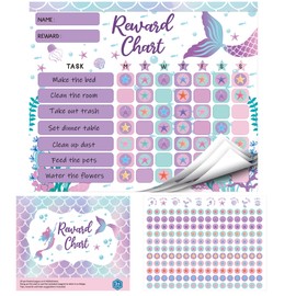 Reward Chart for Kids Magnetic Mermaid Behavior Chore Pad 26 Incentive Chore Charts with 1408 Star 80 Shell Starfish Themed Reward Stickers for Kids Develop Responsibility and Good Habits at Home