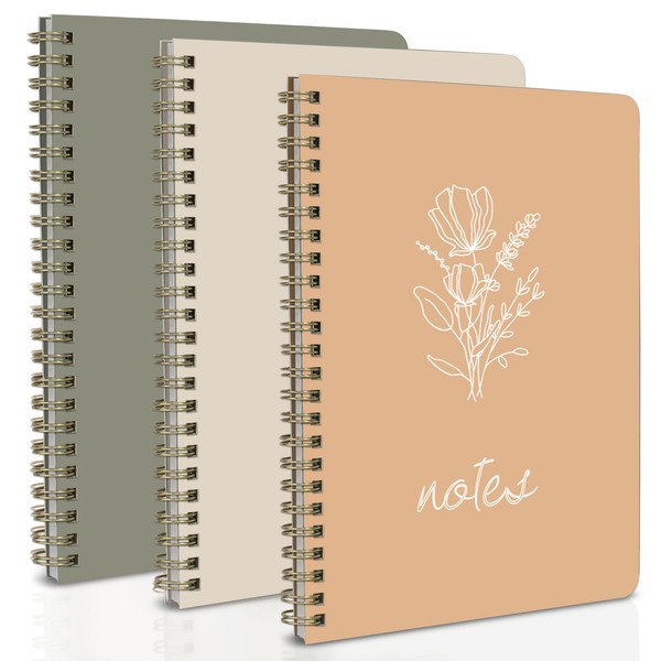 FunCharm 3 Packs Aesthetic Spiral Notebooks for Women, 8x6 Cute