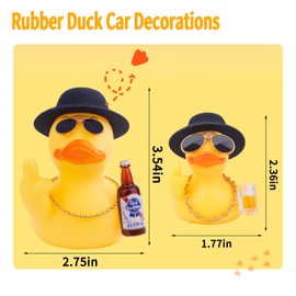 CoFuBcad 2Pcs Yellow Rubber Duck Car Dashboard Decorations, Funny Office Gifts Ducking Accessory, Quirky Decor Duck Rubber Ducky, Car Office Desktop Festival Gifts