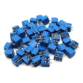 Xiaoyztan 2 Pin 5mm Pitch PCB Mount Screw Terminal Block Connectors, Pack of 50 Pcs