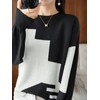 unifiss 033A Knit, Bi-Color, Pattern, Crew Neck, Long Sleeve, Cute,
