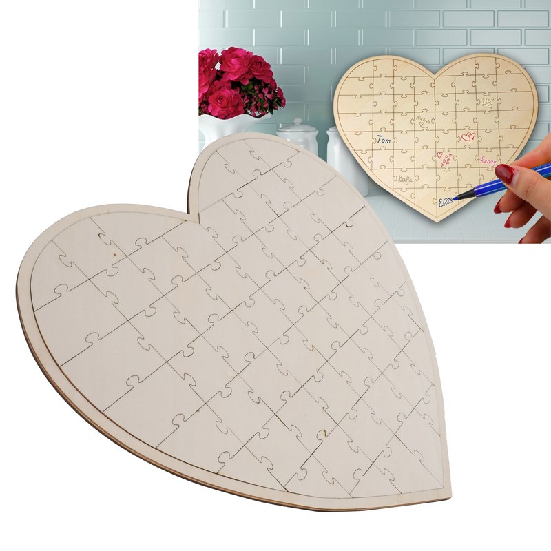 Wooden Heart Puzzle Wedding Games Personalization Message Board Craft Decorations