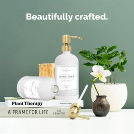 Vine Creations White Glass Soap Dispenser, 2 Pack Kitchen Soap Dispenser Set with Stainless Steel Pump, 16 oz Dish Soap and Hand Soap Dispensers for Bathroom with Waterproof Labels