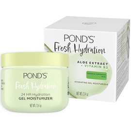 POND'S Hidratante de gel de hidratación fresca, hidratación 24 horas con extracto de aloe vera, vitamina E y niacinamida B3, hidratante facial sin alcohol y aceite, probado por dermatólogos, 3.4 onzas