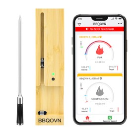 Btclink Bluetooth Wireless Meat Thermometer 3.9mm Ultra-Thin Probe NIST Accuracy Certification 800FT Range Monitor Temperature for BBQ,Grill,Kitchen,Sous Vide,Oven,Smoker