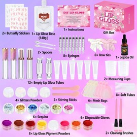 Jcoos Kit de fabricación de brillo de labios, juego de brillo de labios para adolescentes, adolescentes, adolescentes, niñas, mujeres, kit divertido para hacer brillo de labios, haz tu propio kit de