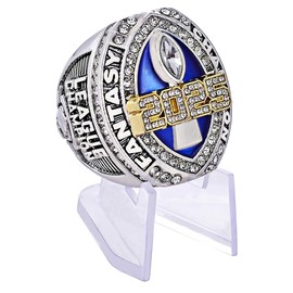 2025 Fantasy Football Championship Ring Award Prize Trophy Sports Winner FFL Champion Ring With Box (ring with stand, size 8)