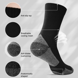 Lmuwecno Merino Wool Socks Thick Warm Hiking Socks Cushioned Thermal Crew Socks for Hiking & Journeys for Men