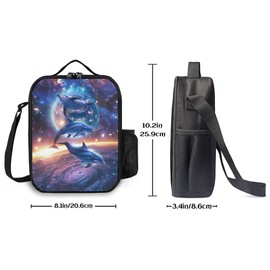 Ximjoju Insulated Lunch Bag, Reusable Portable Lunch Box With Shoulder Strap, Space Dolphin Lunch Bag, Funny Cute Bento Lunchbox Cooler Thermal Meal Tote Kit