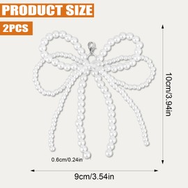 Mikovivi Pack of 2 Shoe Pendant Beads for Trainers, Bow Shoelaces Pendant Beads Sneaker Pendant Laces Decoration Chain Buckle Jewellery for Women DIY Shoe Accessories, Faux Pearl, No Gemstone