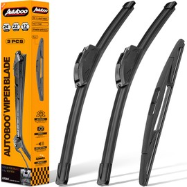 AUTOBOO 24"+22" Windshield Wipers with 12" Rear Wiper Blade Replacement for Ford Flex 2009 2010 2011 2012 2013 2014 2015 2016 2017 2018 2019 -Original Factory Quality (Pack of 3)
