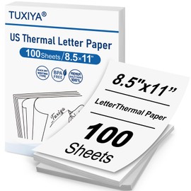 TUXIYA 100 Sheets Thermal Printer Paper 8.5 x 11 Inch,BPA free Advanced Thermal Printing, US Letter Size Thermal Paper Compatible Most Portable Printers