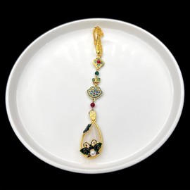 Cayyoomm Qipao Butterfly Pressed collar original ancient style pendant brooch Hanfu tassel retro Chinese makeup accessories for women (Butterfly)