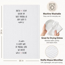 BONETAT A Sister is God's Way Kitchen Towels, Christian Gifts for Women Sister, Inspirational Dish Towels, Waffle Weave Hand Towels, Birthday Christmas Housewarming Gifts