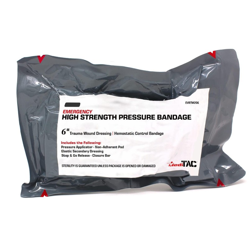 MediTac Emergency High Strength Pressure Bandage Trauma Wound Dressing Hemostatic