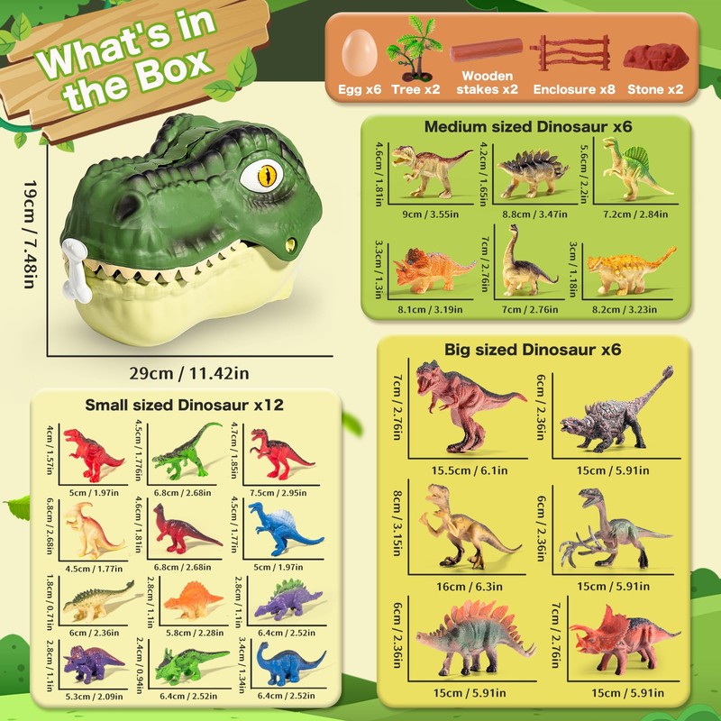 RISUNTOY Dinosaur Toys for Kids 3-5,45PCS Realistic Jurassic Dinosaurs Figures