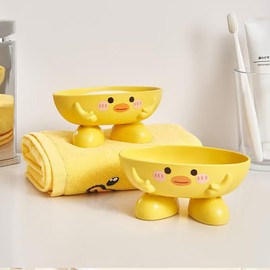 2pcs Shower Soap Holder ， Soap Yellow Duck Storage Box with Draining Holes - Cute Soap Storage Box for Home Decoration