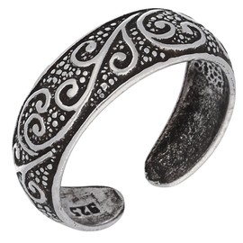 Antiqued Sterling Silver Toe Ring with Flourishing Vines