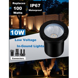 Motrackcao Low Voltage Landscape Lights Well Lights Landscape LED in Ground Light IP67 Waterproof Outdoor Landscape Lighting with Connectors for Pathway Garden Yard Fence Deck (Warm White 3000K)