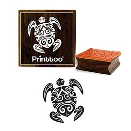 Printtoo Turtle Pattern Wooden Rubber Stamp Scrap-Booking Craft Textile Block-2 x 2 Inches